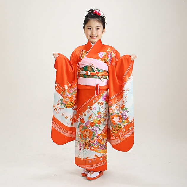 七五三 レンタル 女の子/5～7歳 七五三着物 7歳 七五三着物7歳 朱色