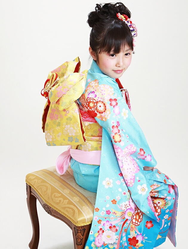 七五三 レンタル 女の子/5～7歳 七五三着物 7歳 七五三着物7歳 水色/花