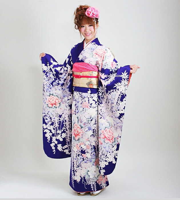 振袖 レンタル 青紫色/牡丹藤 結婚式 成人式 結納 NT-85 | 振袖