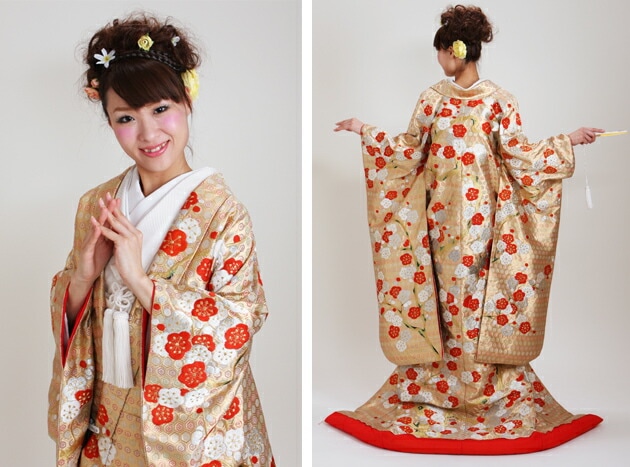 色打掛レンタル 金色/佐賀錦梅 NT-378 | 色打掛レンタル | | 花嫁衣裳.com