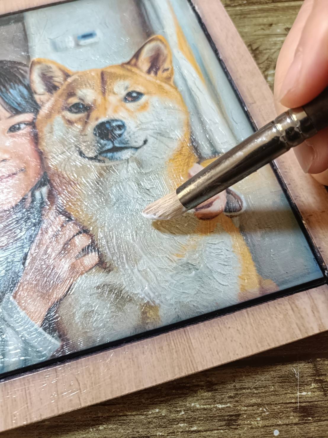 職人による筆跡加工で油絵の様な質感を再現