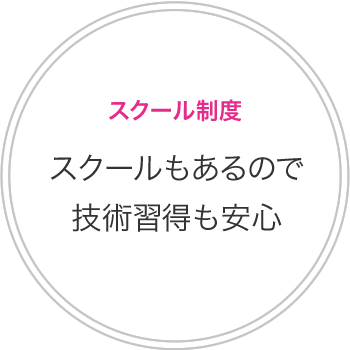 スクール制度 スクールもあるので技術習得も安心