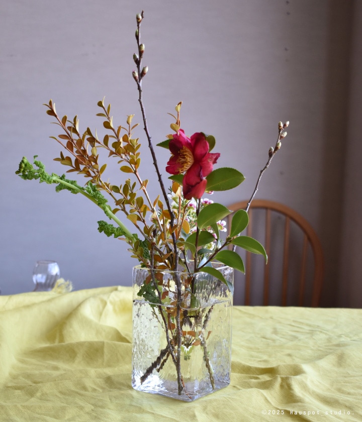 フラワーベース スクエア ゆらぎガラスのスクエアベース Mサイズ