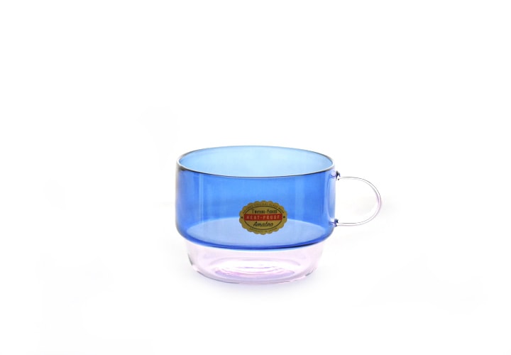 鮮やかなバイカラーが映えるロータイプのスタッキングガラスマグカップ｜TWO TONE STACKING MUG