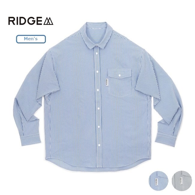 リッジマウンテンギア ベーシックロングスリーブシャツ ストライプ ブルー M リッジマウンテンギア RIDGE MOUNTAIN GEAR ベーシックロングスリーブ