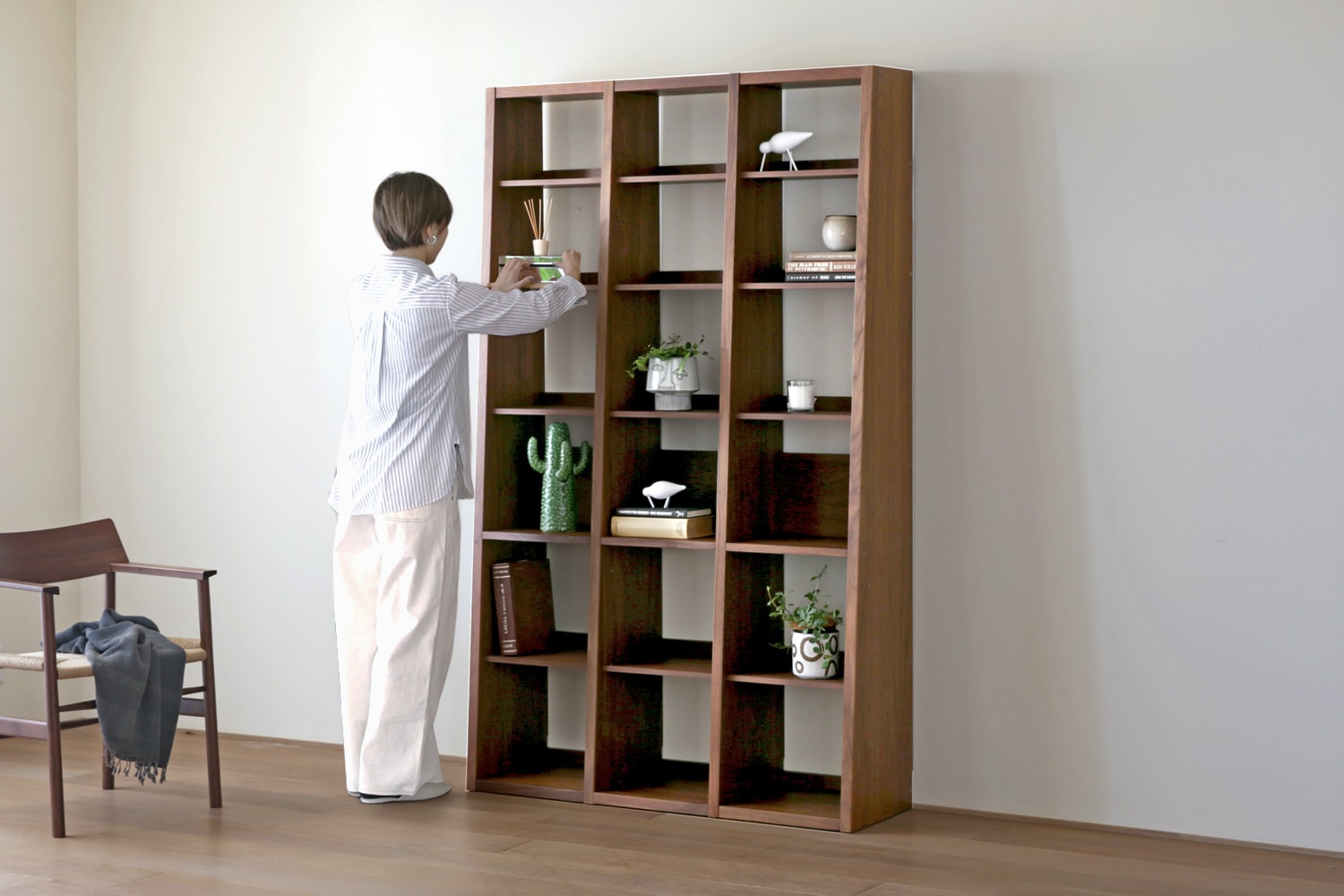 ID：G60714847　本棚２面　※ハガレ有 GALLE ガレ SHELF SET5 オーク 幅203cm (65 本棚 (右加工あり) + 35