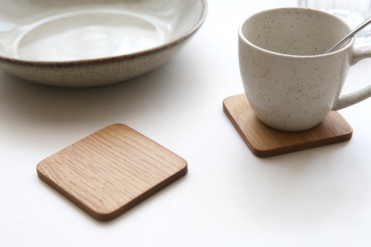 木製コースター2枚セット 国産家具 大川家具 無垢材 手作り 茶托