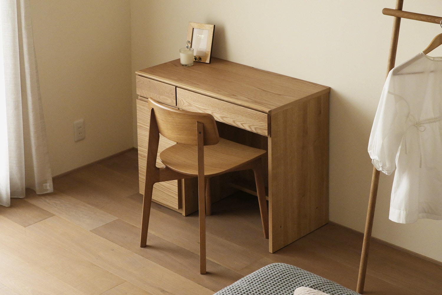 ASTER アスター DESK SET3 オーク (90天板 + 30キャビネット (左開き