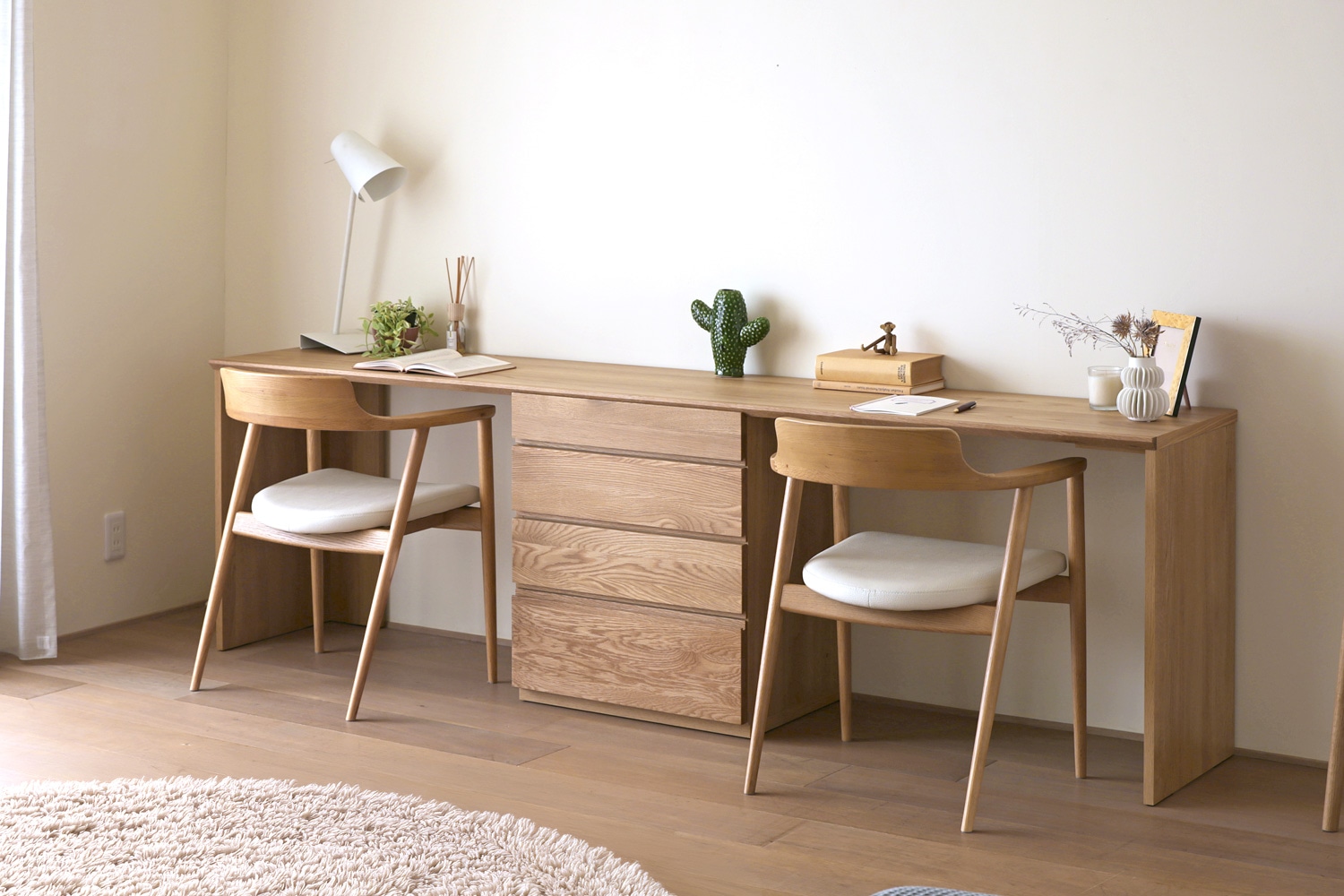 ASTER アスター DESK SET10 オーク (180天板 + 30キャビネット(左開き