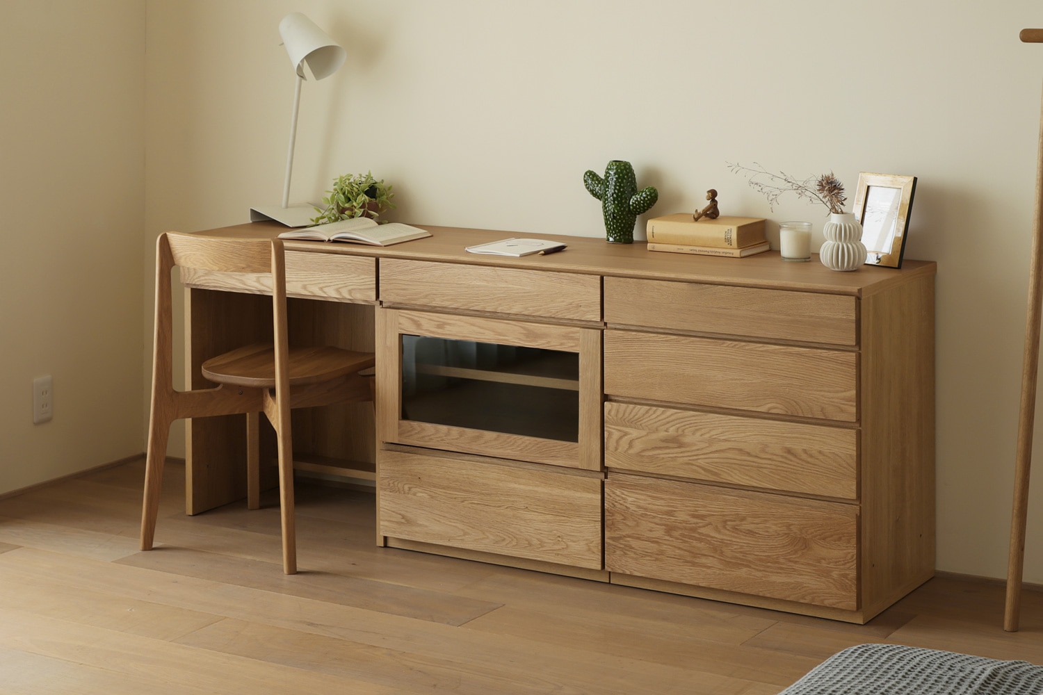 ASTER アスター DESK SET7 180天板 + 60デスク ＋ 60ガラス扉 + 60