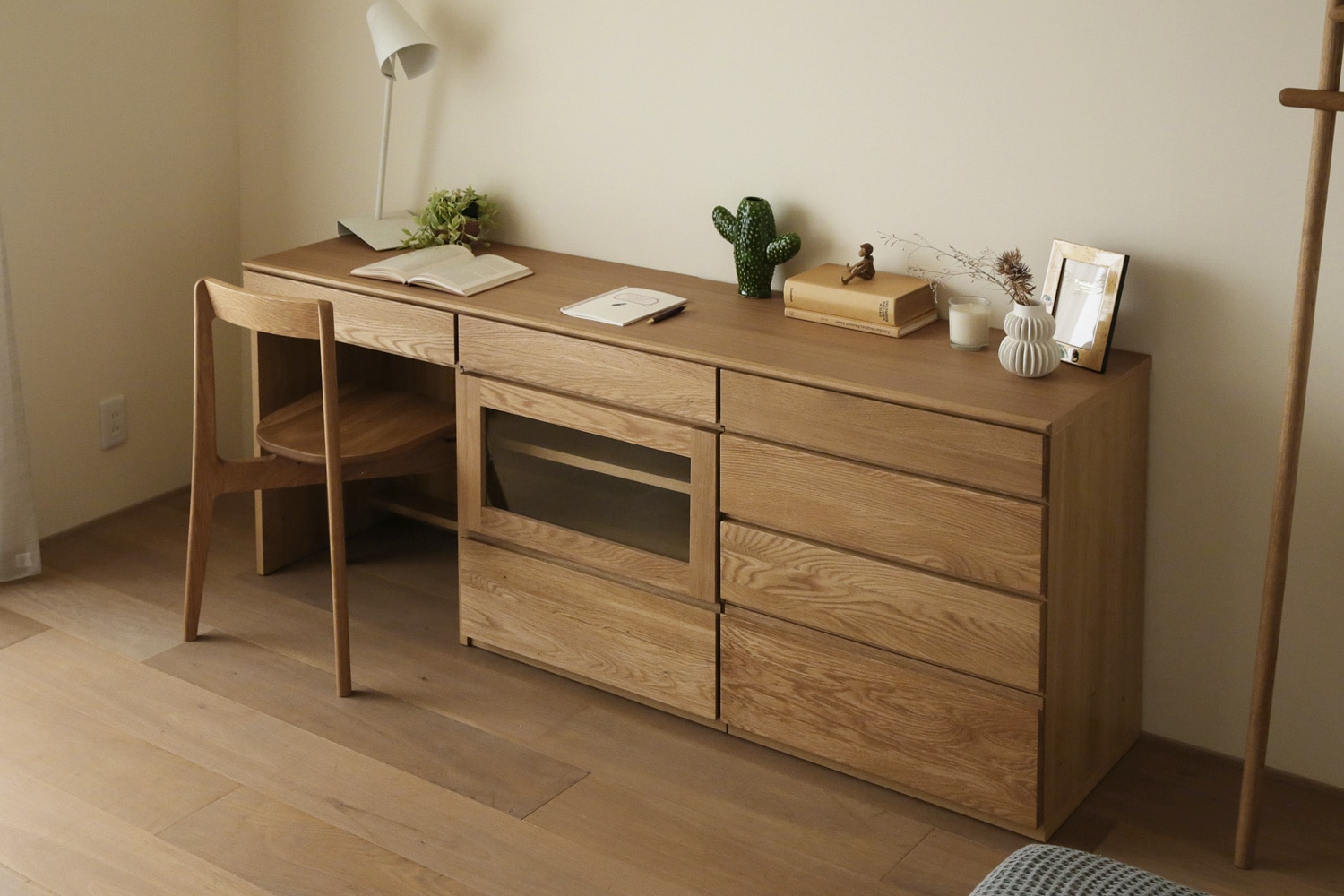 ASTER アスター DESK SET7 180天板 + 60デスク ＋ 60ガラス扉 + 60