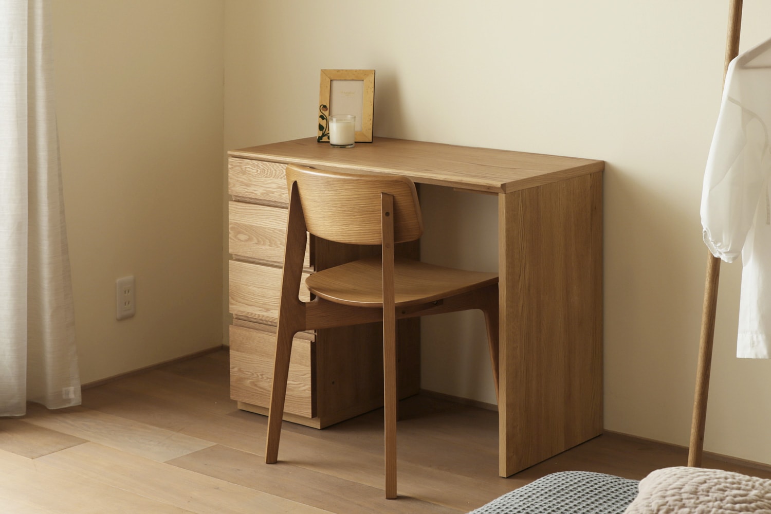 ASTER アスター DESK SET2 オーク (90天板 + サイドパネル（右・左） +