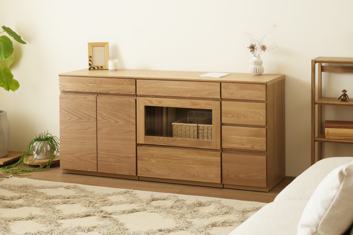 ASTER アスター LIVING SET5 150天板 + 60キャビネット + 60ガラス扉 + 30