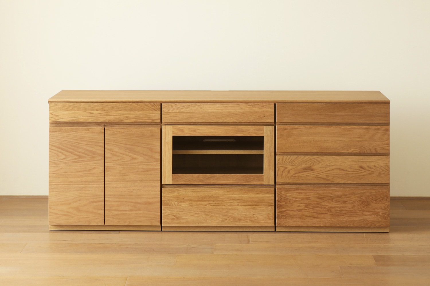 サイズ、デザインオーダー可！●２扉４引出キャビネット●ウォルナット●受注製作 ASTER アスター LIVING SET6 180天板 + 60キャビネット + 60ガラス扉 + 60