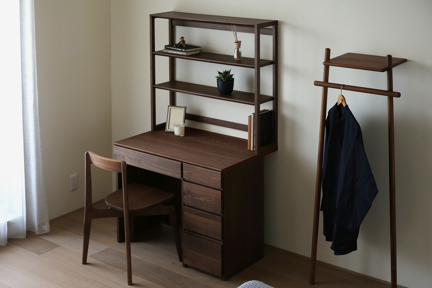 ASTER アスター DESK SET4 ウォルナット (オーダー突板天板 (幅90cm