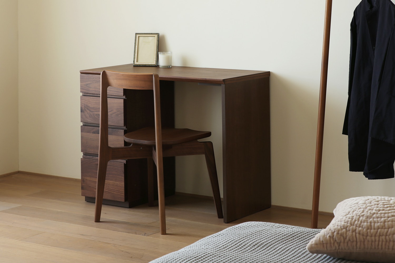 ASTER アスター DESK SET2 ウォルナット (90天板 + サイドパネル（左