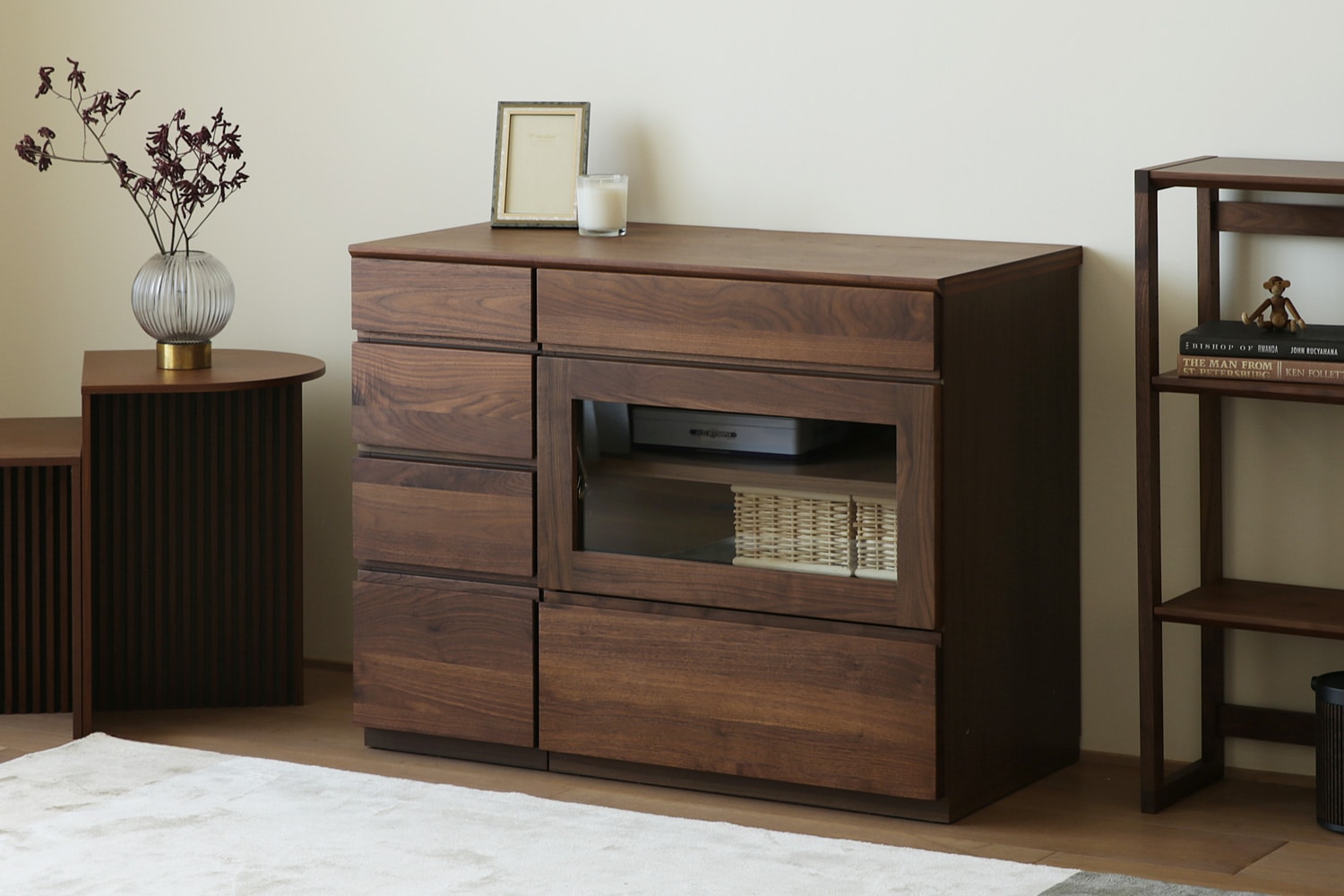 ASTER アスター LIVING SET1 ウォルナット (90天板 + 30キャビネット +