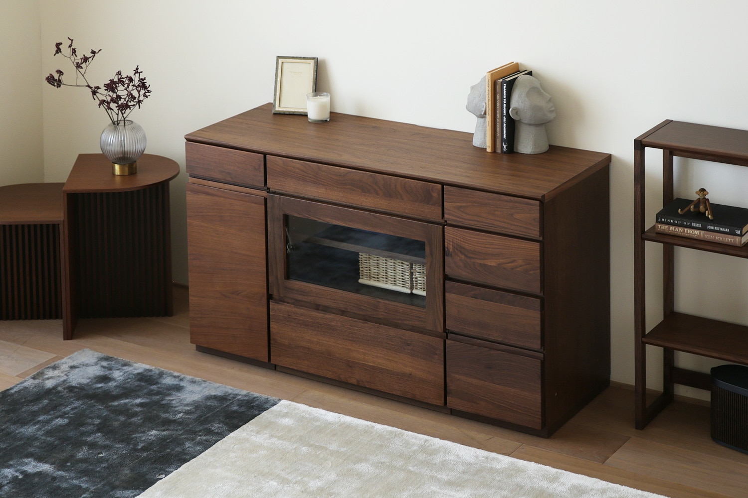 ASTER アスター LIVING SET4 ウォルナット (120天板 + 30キャビネット