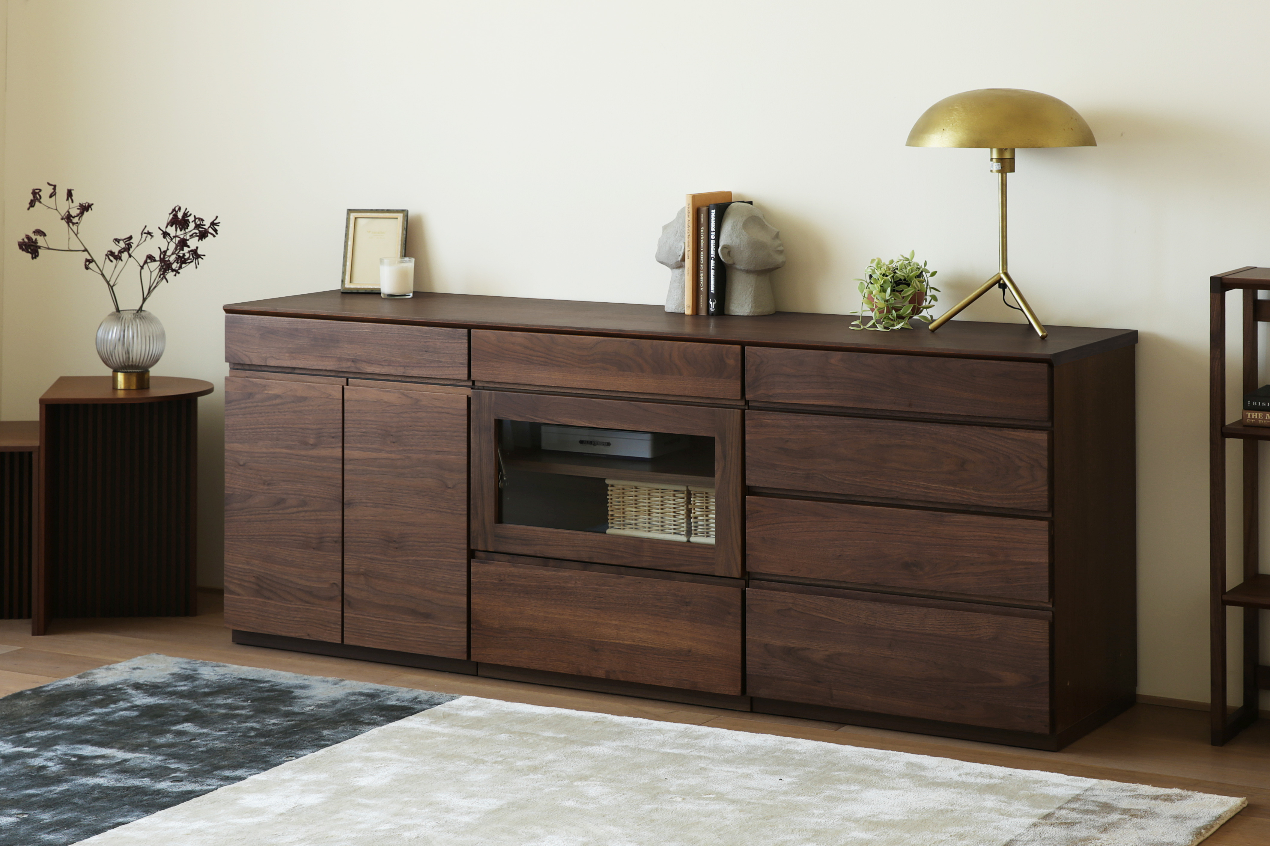 ASTER アスター LIVING SET6 ウォルナット (180天板 + 60キャビネット