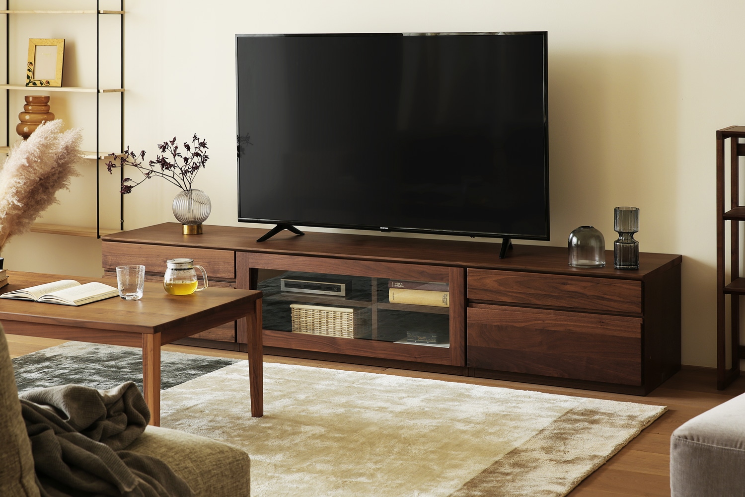 ASTER アスター TV SET4 ウォルナット (180天板 + 30TVチェスト + 90TV