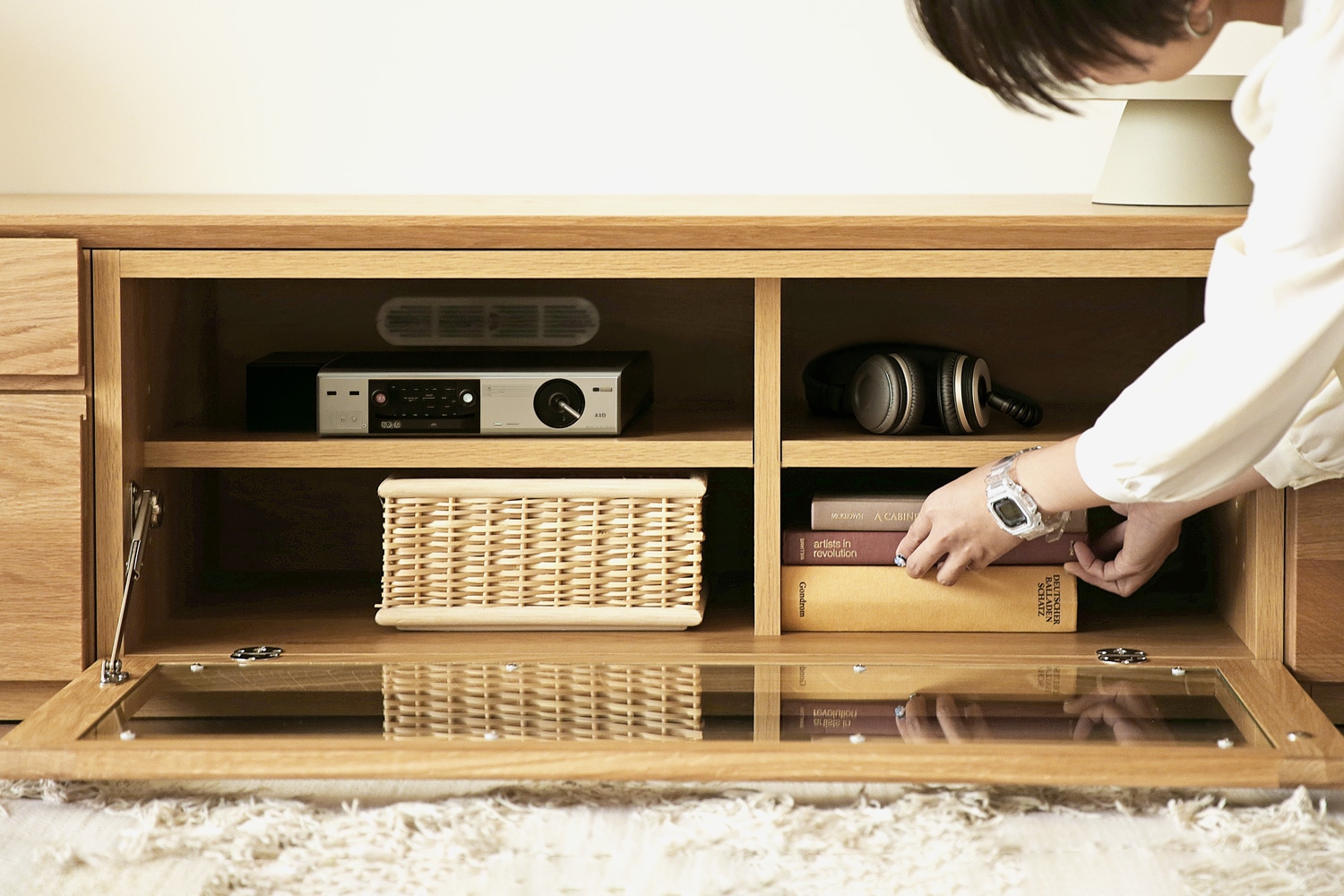 ASTER アスター TV SET4 オーク (180天板 + 30TVチェスト + 90TVガラス扉 +