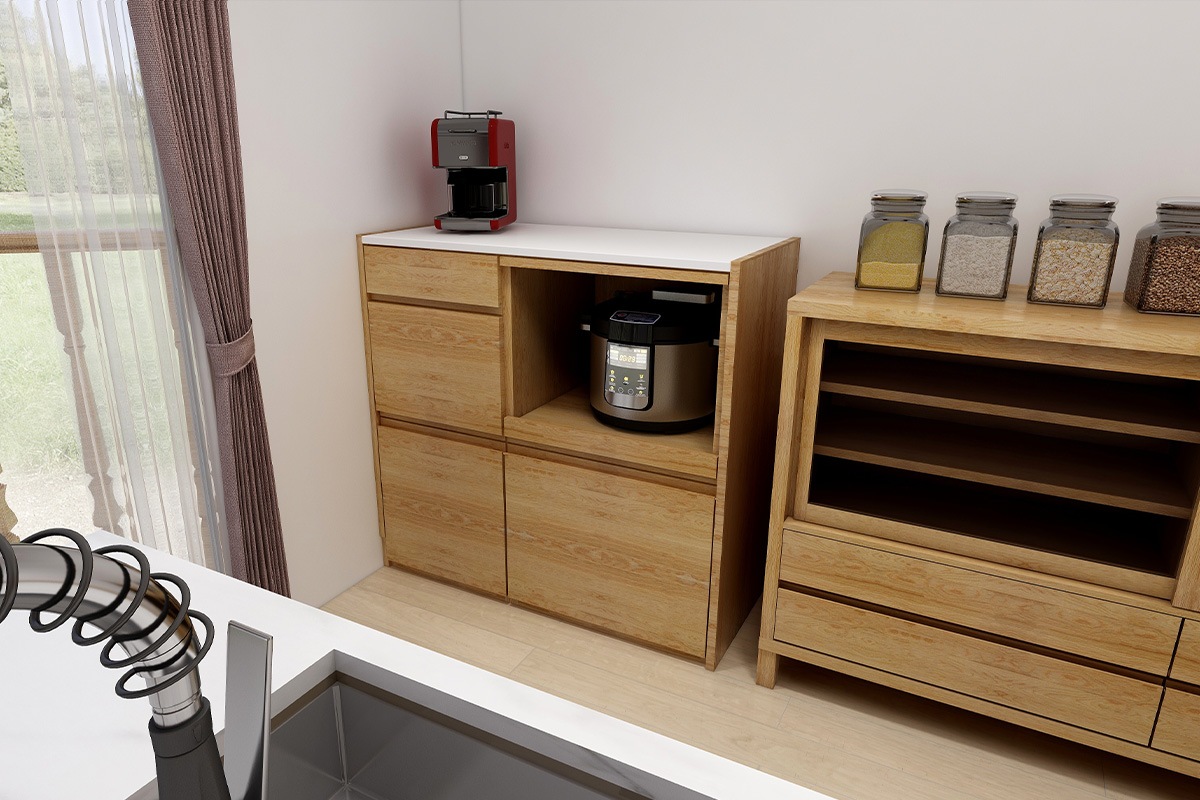 ホワイトオークのキッチン収納