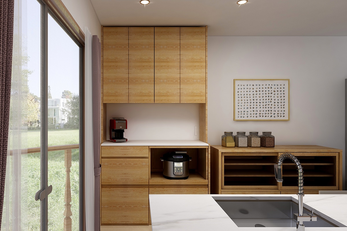 ホワイトオークのキッチン収納