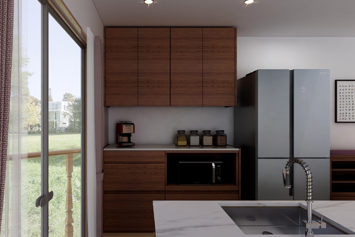 ウォルナットのキッチン収納