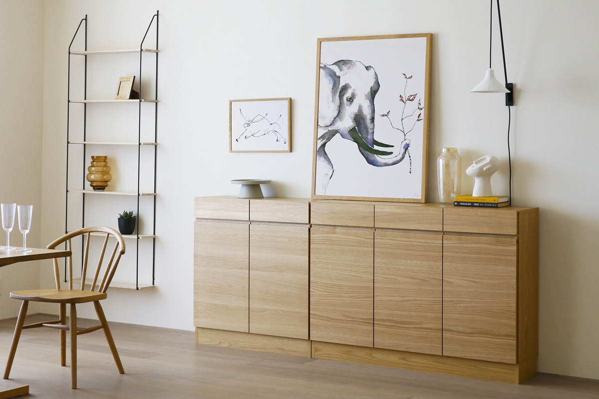 LECCE 80薄型キャビネット オーク