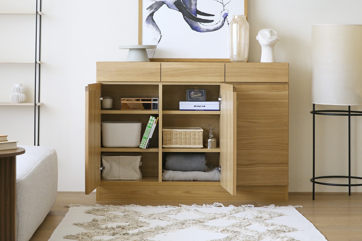 LECCE 120薄型キャビネット オーク