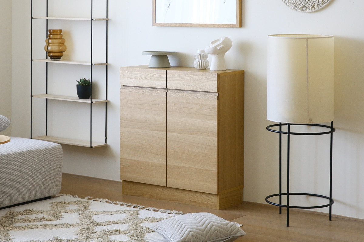 LECCE 80薄型キャビネット オーク