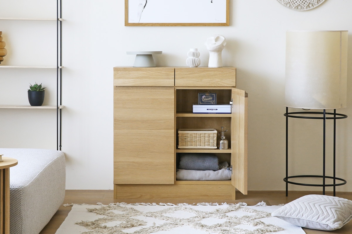 LECCE 80薄型キャビネット オーク