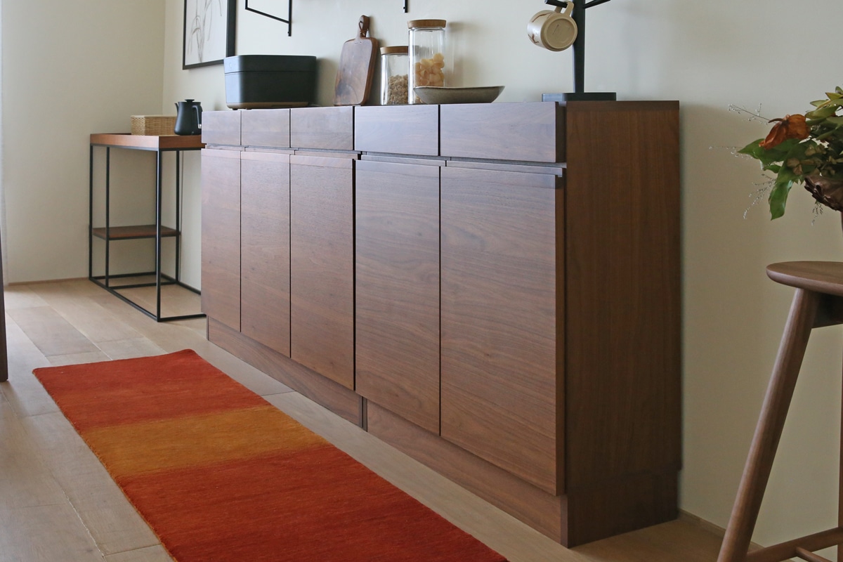 キャビネット 120cm ウォルナット ブラウン　カップボード　サイドボード lushroom サイドボード キャビネット 日本製 ガラス 収納