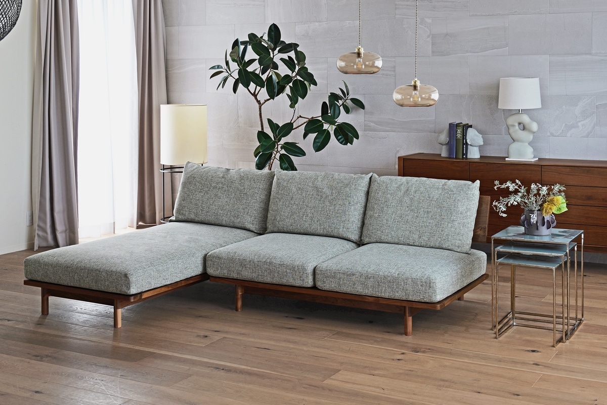 MOLEN SOFA シェーズロング＋2人掛け ウォルナット 生地/CHART3