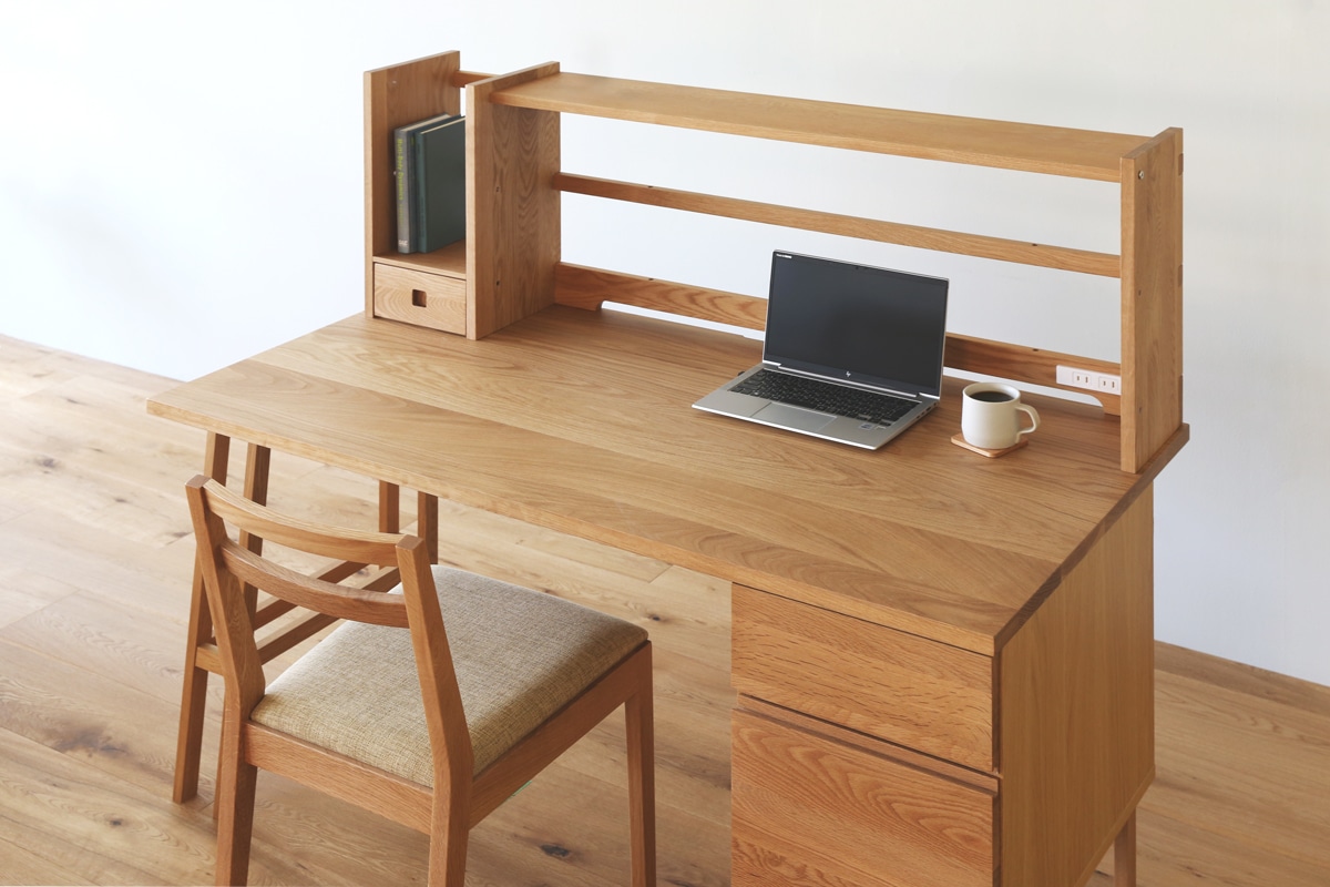 PLAIN DESK プレーンデスク SET8 オーダー突板天板 (幅130cm奥行60cm