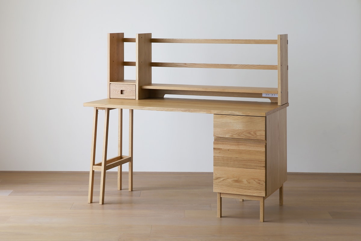 PLAIN DESK オーダー上置きタイプ B 幅 60～240cm オーク黒塗装