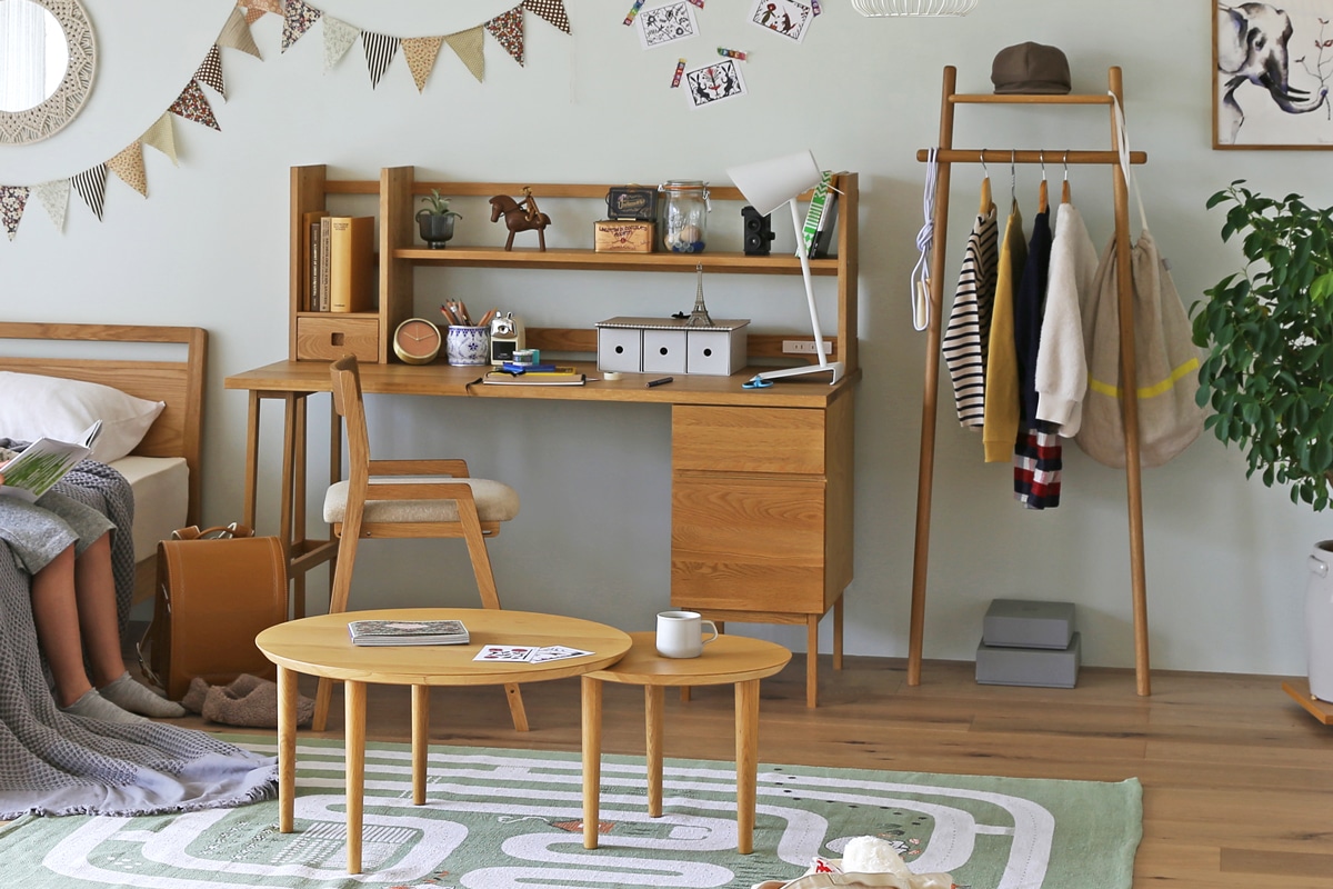 PLAIN DESK オーダー上置きタイプ B 幅 60～240cm オーク黒塗装