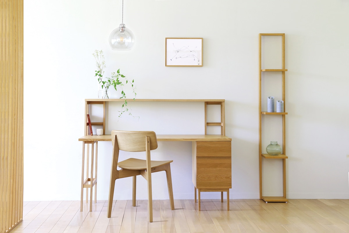 PLAIN DESK プレーンデスク SET8 オーダー突板天板 (幅130cm奥行60cm