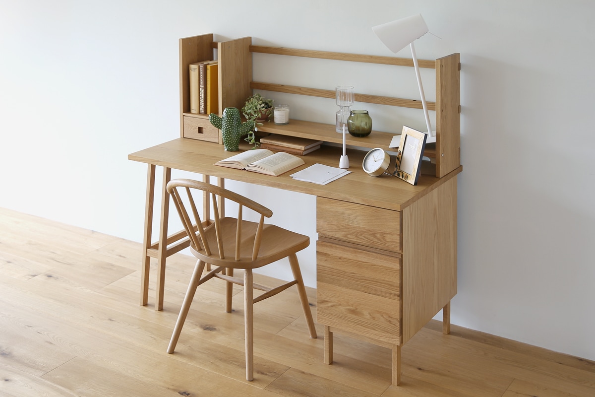 PLAIN DESK オーダー上置きタイプ B 幅 60～240cm オーク黒塗装