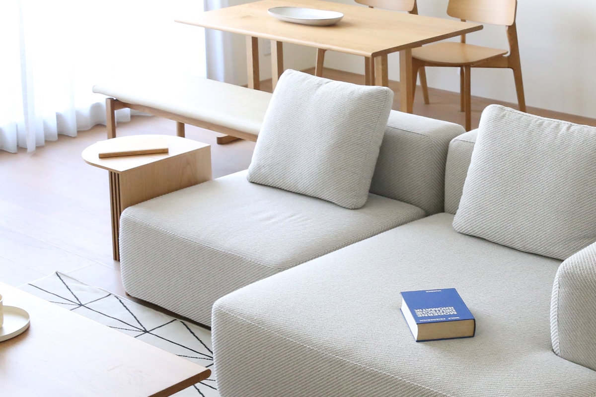 SUMOWA SOFA SET5 ベージュ 1人掛けソファ(肘なし)＋シェーズ