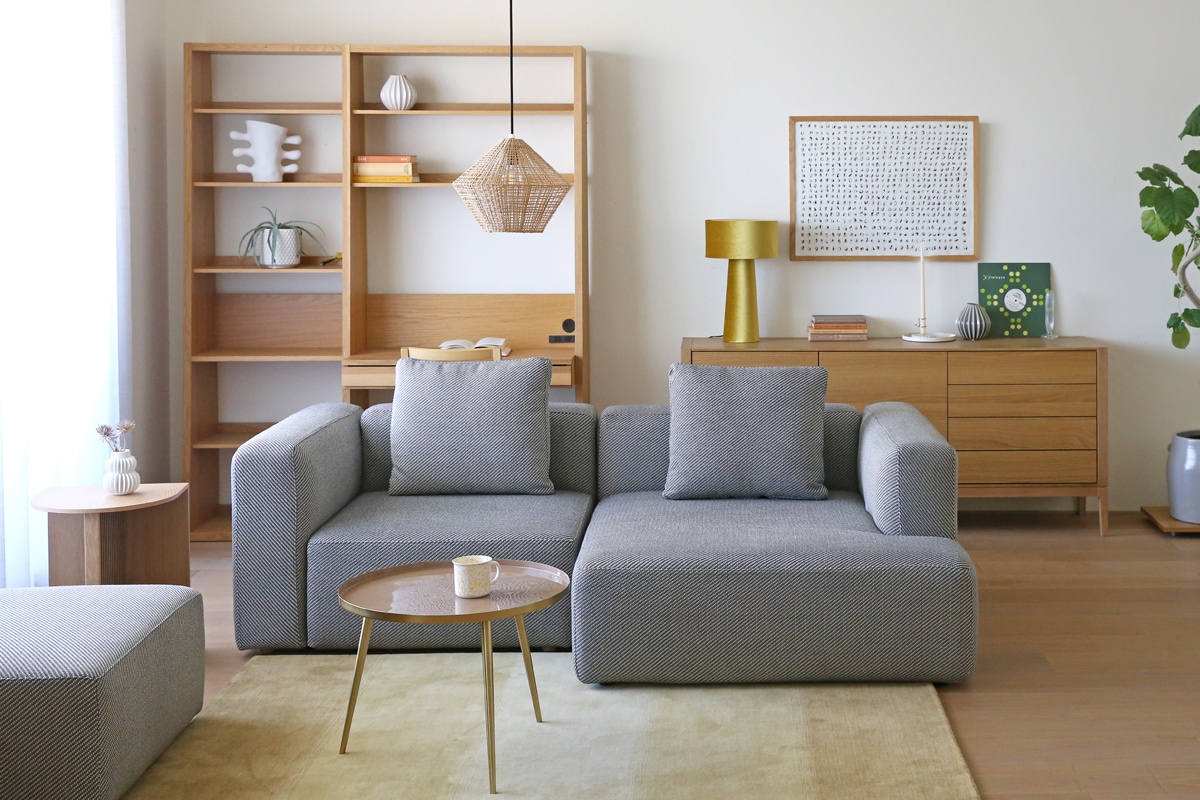 SUMOWA SOFA SET8 グレー 1人掛けソファ(左肘)＋シェーズロング(右肘