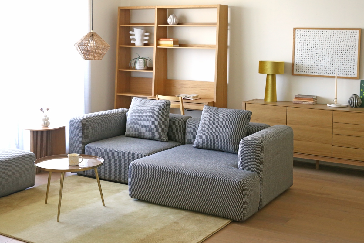 SUMOWA SOFA SET8 グレー 1人掛けソファ(左肘)＋シェーズロング