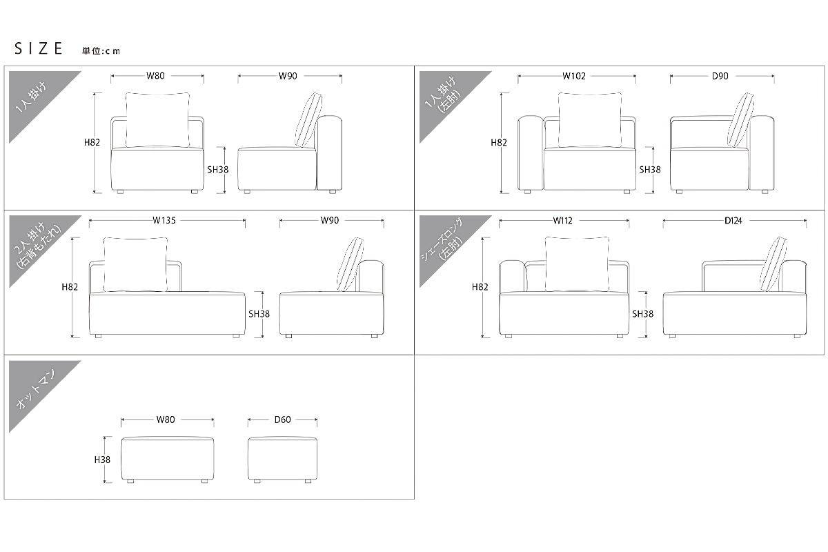 ソファのサイズ表