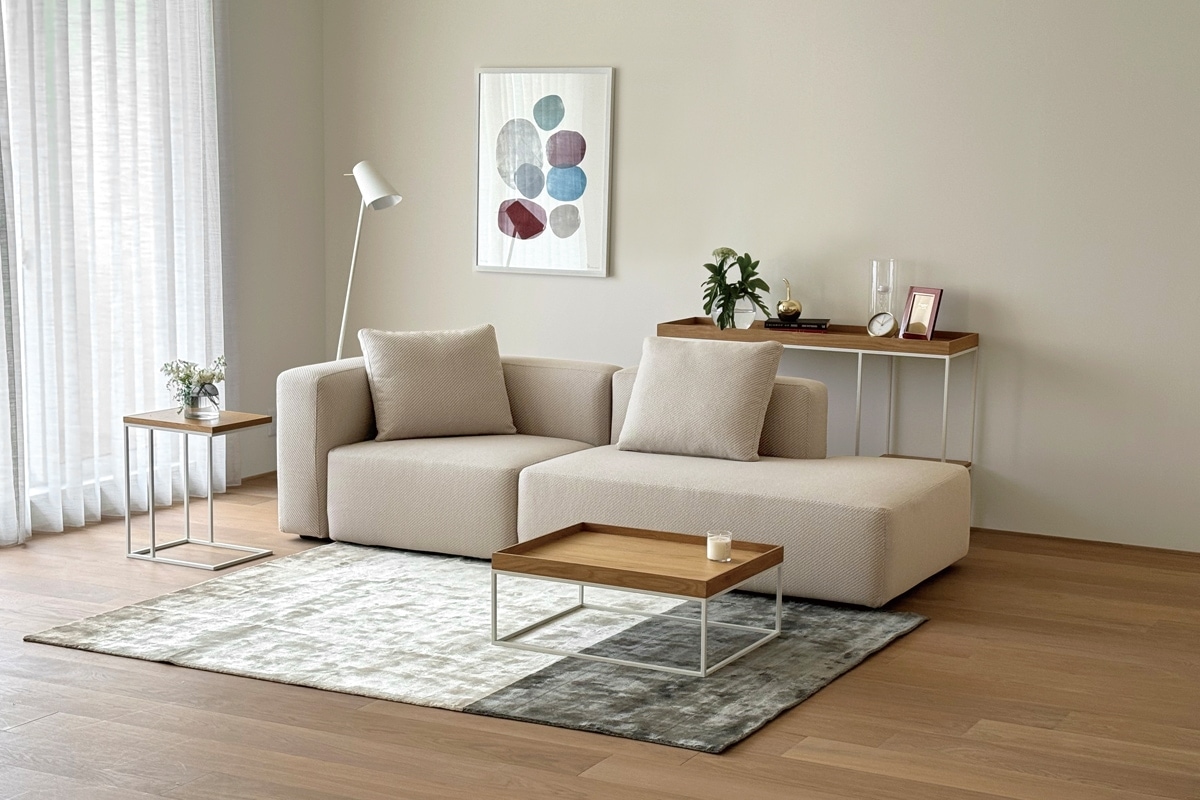 スモワ ソファ シーズロン 左肘 ベージュ スモワ ソファ シェーズロング 左肘 BEIGE (W112×D124×H82cm