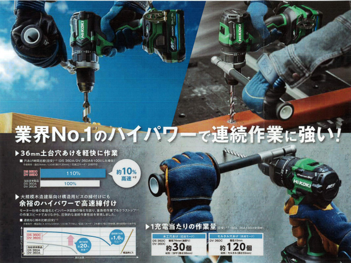 HiKOKI コードレス振動ドライバドリル DV36DC フルセット | YouTube  