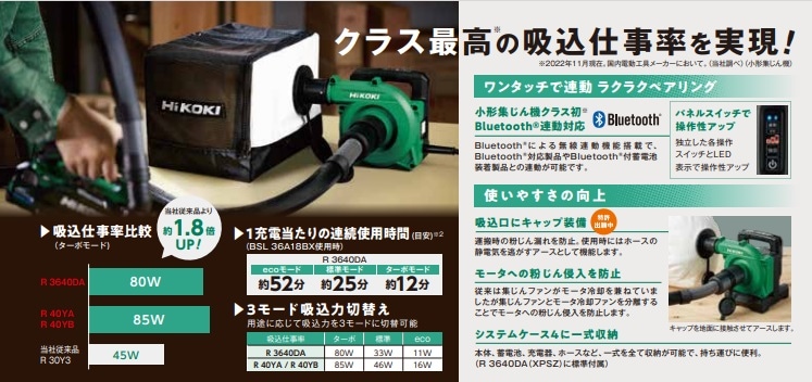 HiKOKI(ハイコーキ) コードレス小形集じん機 R3640DA(NN) 本体のみ 