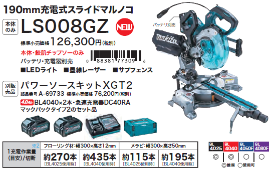 マキタ 40V 190mm充電式スライドマルノコ LS008GZ | YouTube紹介製品 