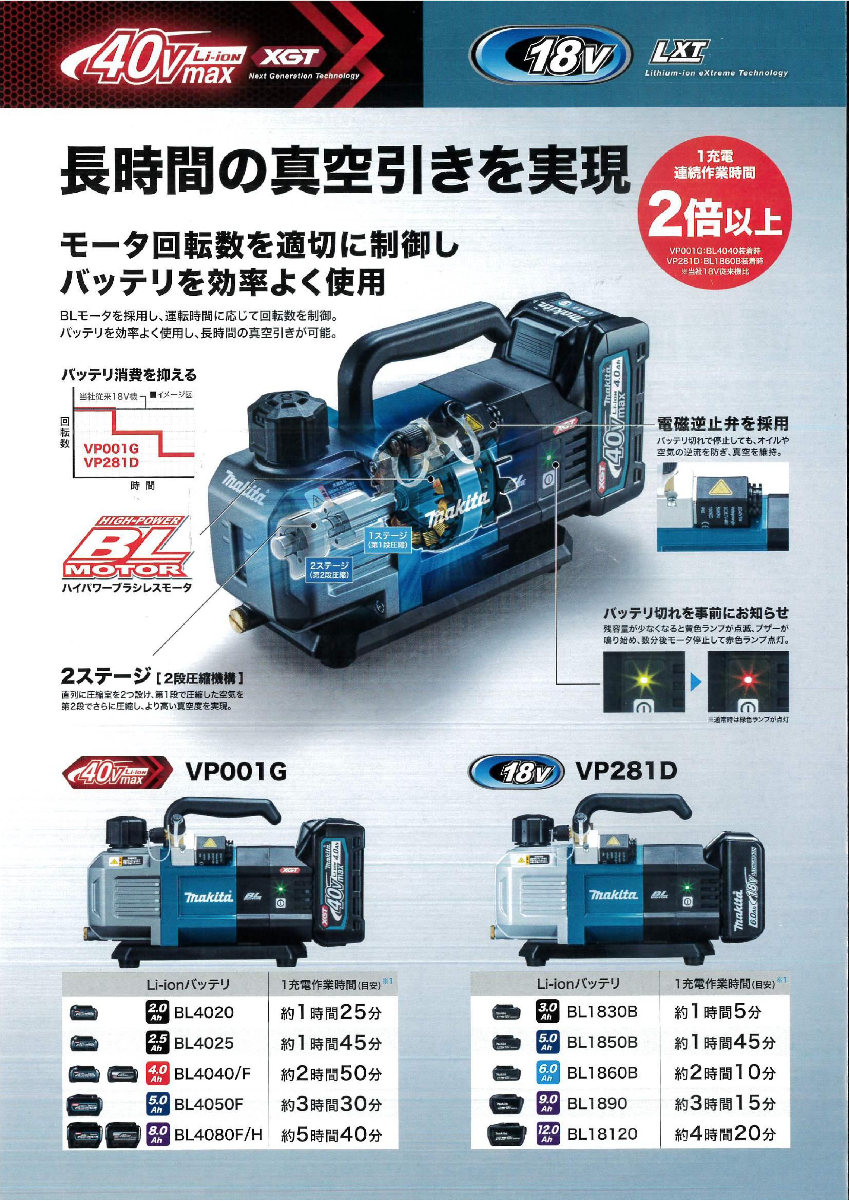 MAKITA(マキタ) 充電式真空ポンプ VP281DZ 本体のみ | メーカー一覧
