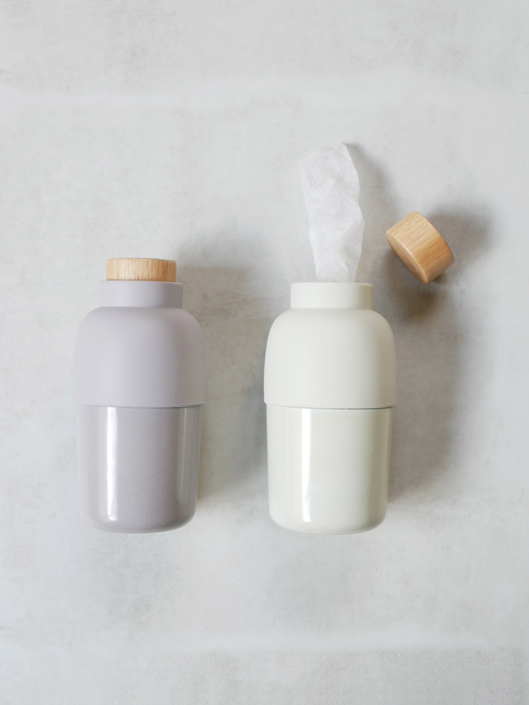 ラバーウッドとメラミン樹脂製ロールティッシュケース