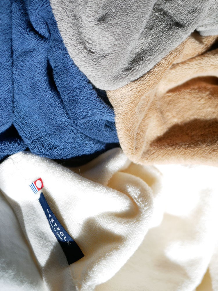 REST FOLKのプラシッド柄綿100％FACEタオル／BATHタオル、日本製